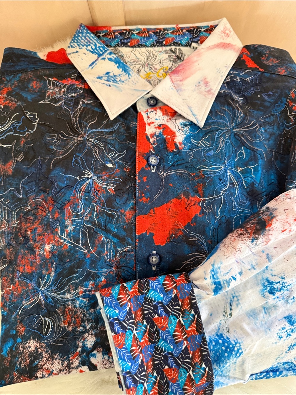 Robert Graham Calzada America Red, White and Blue Button-Down Shirt